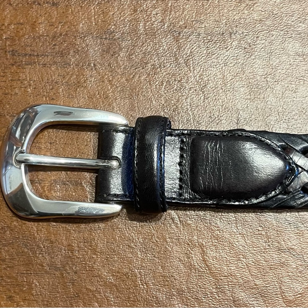 Brighton Black & Brown Unisex Belt with Silver Buckle